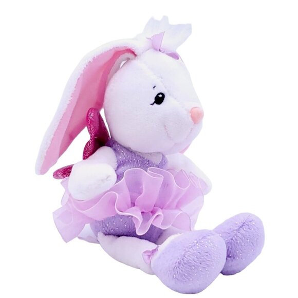 1994 The Petting Zoo White Rabbit Ballerina Beanbag Plush Purple‎ Tutu - Picture 4 of 10